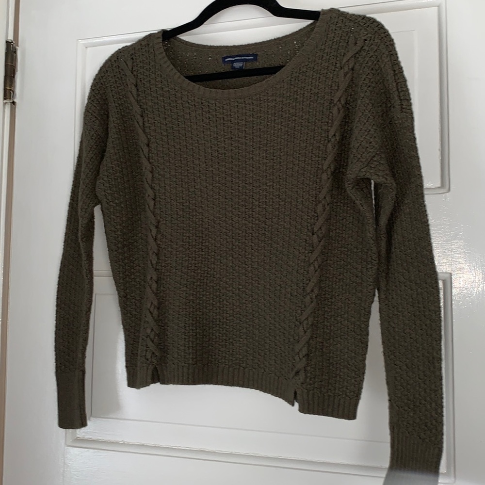 XS American Eagle Outfitters dark Olive green woven knit sweater